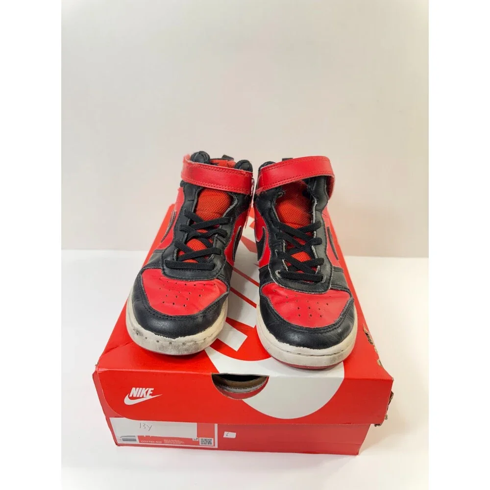 Nike Court Borough Mid 2 Sneakers Black Red Youth US 13